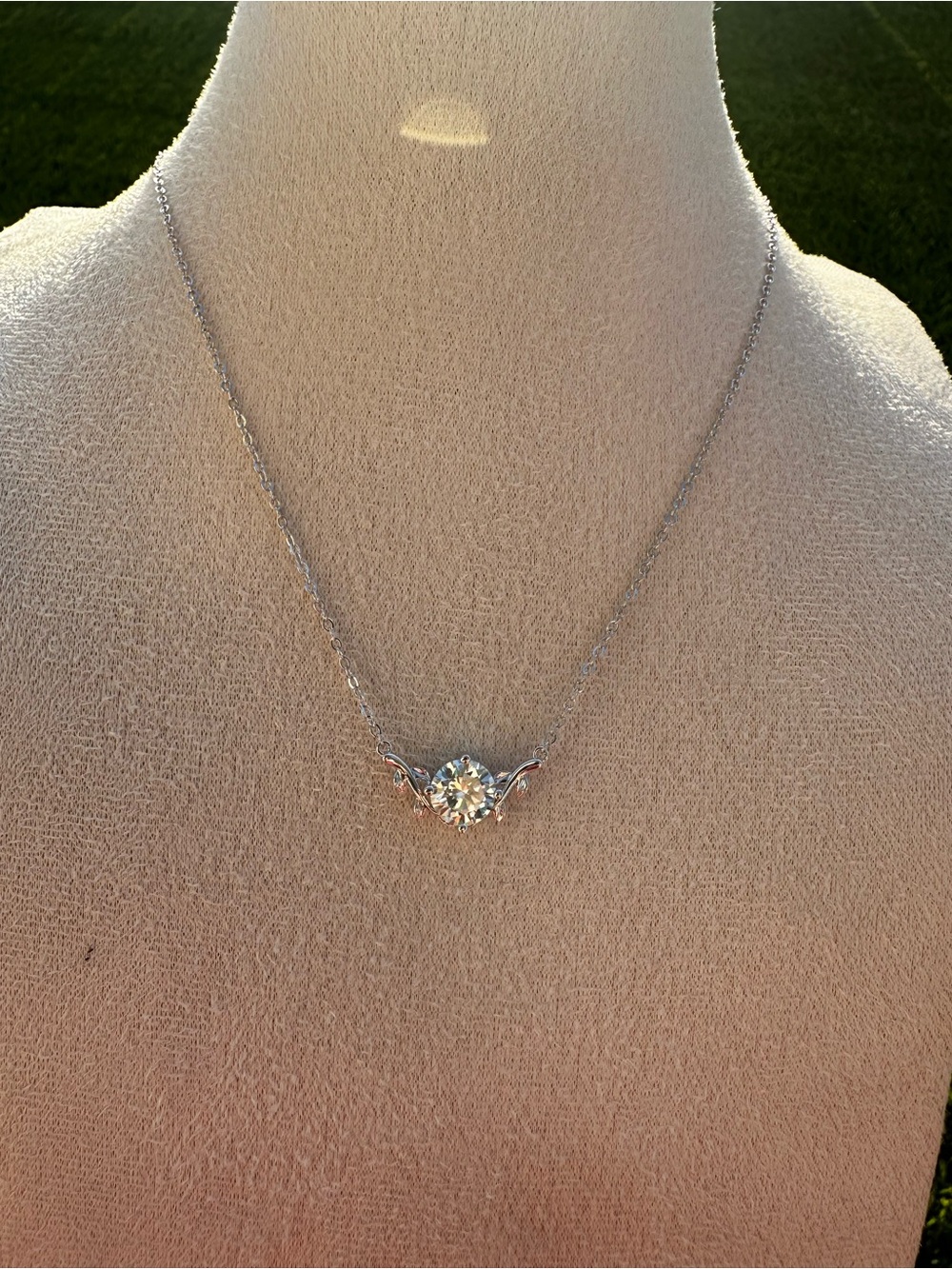 2ct Moissanite Elegant Silver Solitaire Pendant Necklace